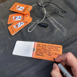 Weatherproof hunting tag kit for hunting in Indiana. field transportation tags