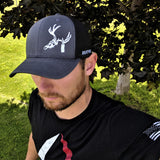 Hunting hat charcoal grey and black with Hunt Tag buck logo